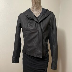 Vince scuba lamb skin leather jacket with hood size XS color black